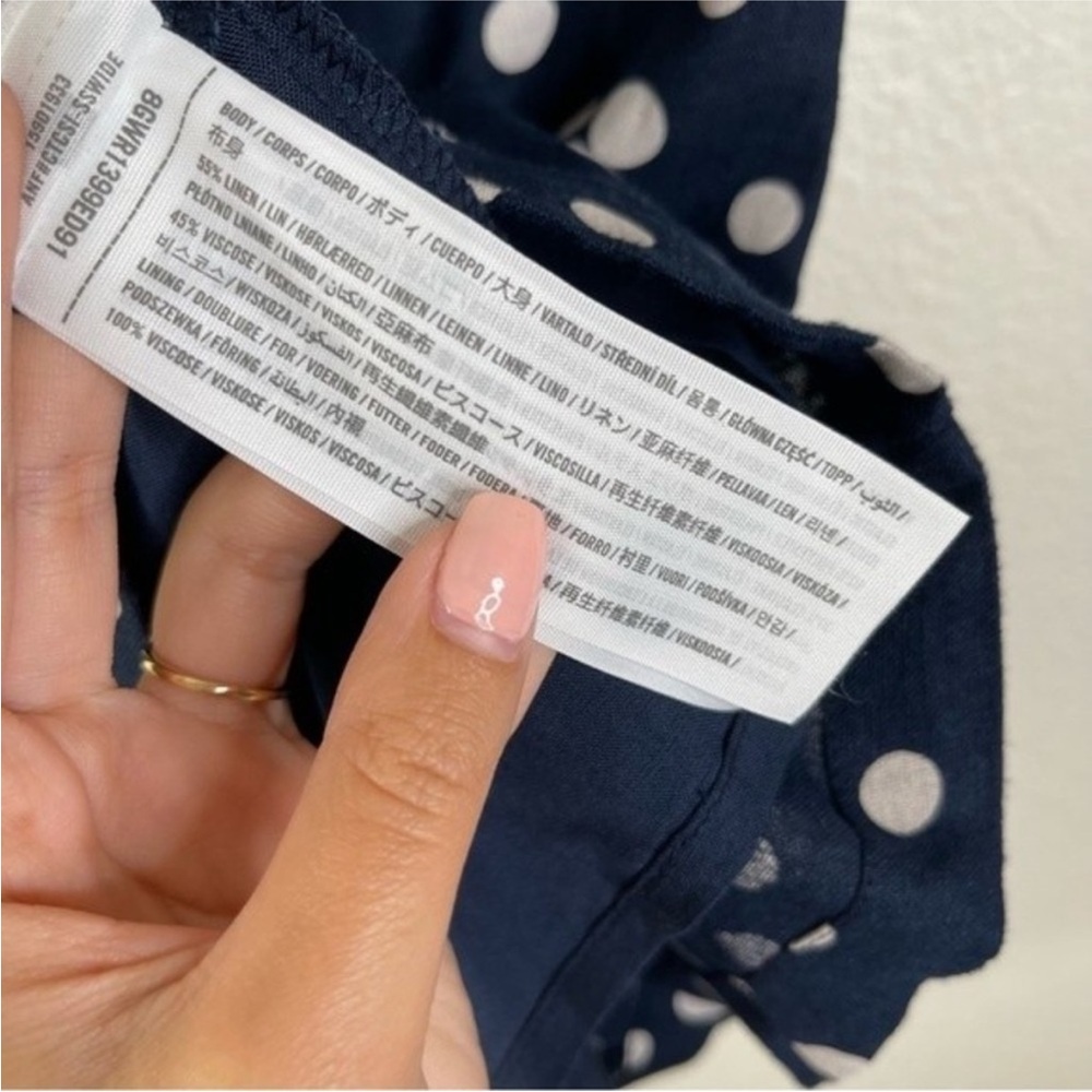 Abercrombie & Fitch Navy Polka Dot Linen Mini Dress - Picture 3 of 6